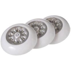 Light It! By Fulcrum, 9-LED Wireless Mini Stick On Touch Light, White, 3 Pack