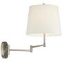 Oray Modern Swing Arm Wall Lamps Set of 2 Brushed Nickel Plug-in Light Fixture Off White Drum Shade for Bedroom Bedside Living Room Reading - 360 Lighting