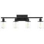 Pathson Vintage Bathroom Vanity Light Fixtures, 4-Light Wall Sconce Lighting with Clear Glass Shade, Industrial Wall Mount Lamps for Bathroom Kitchen Living Room