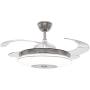YEELED Light 42 Inch Remote Control Retractable Reversible Ceiling Fans with 3 Changing Light Color and 6 Fan Speed Invisible Ceiling Fan Chandelier for Indoor Living Room Bedroom Dining Room Ceiling Light Kits with Fans (42 Inch, Silver-02)