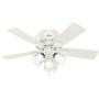 HUNTER 52152 Crestfield Indoor Low Profile Ceiling Fan with LED Light and Pull Chain Control, 42'', Fresh White