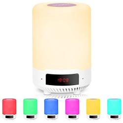 RUMIA Night Light Bluetooth Speaker,Portable Wireless Table Lamps,Dimmable Color Changing Beside Lamp,Rechargeable Touch Lamp for Bedroom&Living Room,Kids Alarm Clock Gift for Girls Boys Women