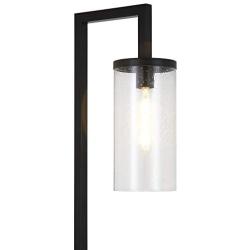 Henn&Hart TL0137 Modern Industrial Bedside Shade in Contemporary Blackened Bronze for Bedroom, Living Room, Office Table Lamp, Black/Seeded Glass