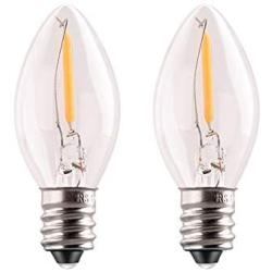 C7 LED Nignt Light Bulb,Classical Edison Style E12 Candle Base, 0.5 Watt LED Filament Bulb, Sign Light Replacement Bulb,5 Watts Equivalent,Warm White 2700K Amber Glass 2PCS