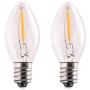 C7 LED Nignt Light Bulb,Classical Edison Style E12 Candle Base, 0.5 Watt LED Filament Bulb, Sign Light Replacement Bulb,5 Watts Equivalent,Warm White 2700K Amber Glass 2PCS