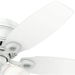 Hunter 52087 Hatherton Indoor Low Profile ceiling Fan with LED Light and Pull Chain Control, 46-inch, White