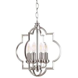 Homenovo Lighting Mersey 4-Light Chandelier, Modern Style Lighting for Entryway, Hallway, Dining Room and Living Room - Brushed Nickel Finish