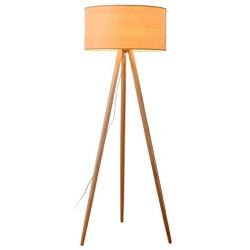 Tripod Floor Lamp Modern Wooden Floor Lights Cloth Shade Reading Standing Light for Living Room Bedroom Office, E27-1 Lights,110v,220v (Color : Wood Color)