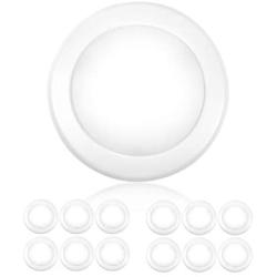 PARMIDA (12 Pack) 5/6” Dimmable LED Disk Light Flush Mount Recessed Retrofit Ceiling Lights, 15W (120W Replacement), 5000K, Energy Star & UL-Listed, Installs into Junction Box Or Recessed Can, 1050lm