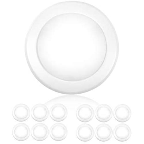 PARMIDA (12 Pack) 5/6” Dimmable LED Disk Light Flush Mount Recessed Retrofit Ceiling Lights, 15W (120W Replacement), 5000K, Energy Star & UL-Listed, Installs into Junction Box Or Recessed Can, 1050lm