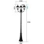 CINOTON Outdoor Lamp Post Light Surface-Mount, Waterproof Outdoor Street Light with Triple-Head, Landscape Post Lighting for Backyard, Patio, Garden|Black Light Pole with Clear Glass Panels