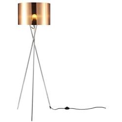 Ambiore Lisboa Tripod Floor Lamp - 62 inch Morden for Living Room Office - Metal Chrome Tripod with Copper Acrylic Film Shade