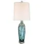 Devan Cottage Table Lamp with Nightlight Ceramic Blue Vine Handcrafted Oval Fabric Shade for Living Room Family Bedroom - 360 Lighting