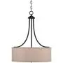 La Pointe Oil Rubbed Bronze Drum Pendant Chandelier 19 1/2'' Wide Oatmeal Linen Shade Fixture for Dining Room House Foyer Kitchen Island Entryway Bedroom Living Room - Franklin Iron Works