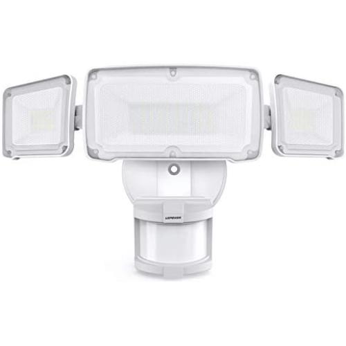 LEPOWER 35W LED Security Lights Motion Sensor Light Outdoor, 3500LM Motion Security Light, 5500K, IP65 Waterproof, 3 Head Motion Detected Flood Light for Garage, Yard, Entryways (NOT Solar Powered)