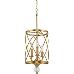 Cylinder Foyer Pendant Light,Gold Light Fixture Metal Wire Drawing Finish for Kitchen Island,stairwel,Dining Room and Bathroom