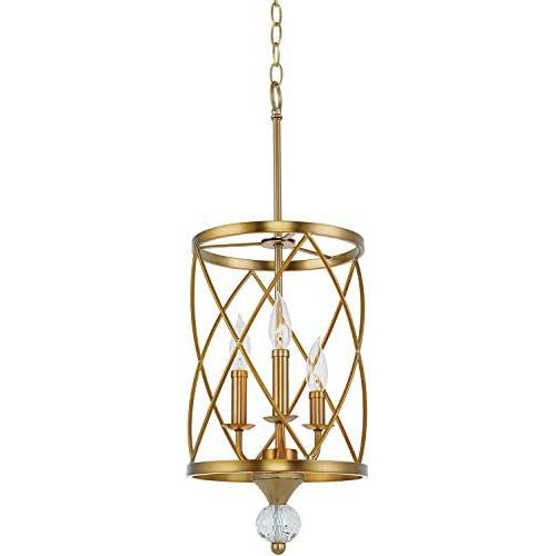 Cylinder Foyer Pendant Light,Gold Light Fixture Metal Wire Drawing Finish for Kitchen Island,stairwel,Dining Room and Bathroom