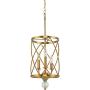 Cylinder Foyer Pendant Light,Gold Light Fixture Metal Wire Drawing Finish for Kitchen Island,stairwel,Dining Room and Bathroom