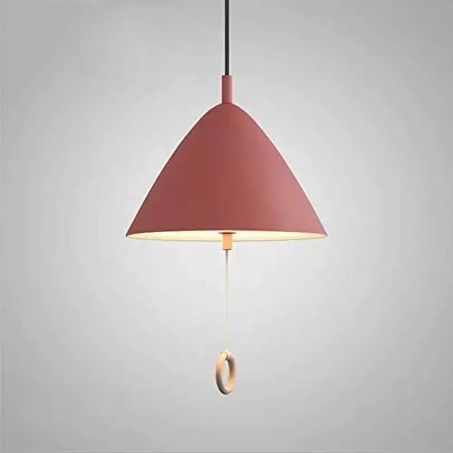 LAKIQ Kids Room Pendant Light Colorful Umbrella Shape with Pull Chain Modern Nordic Aluminum Hanging Ceiling Light for Bedroom Living Room Dining Room Kitchen Island(Pink,10.5)