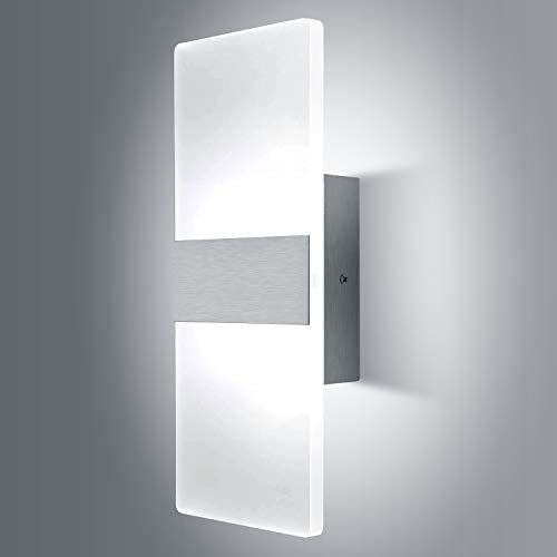 Lightess Modern Wall Sconce 12W Up Down Wall Lights Acrylic LED Wall Lamp for Hallway Bedroom Corridor, Cool White, HS521-1