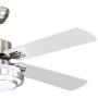 Warmiplanet 52-inch indoor ceiling fan with integrated LED lighting kit and remote control, four reversible white/silver blades, brushed nickel