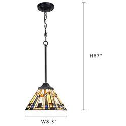 Capulina Tiffany Style Kitchen Lighting, 1-Light Stained Glass Lighting Fixtures, 8.3 inch Wide Lampshade Mini Pendant Light, Mission Style Kitchen Island Lighting, Tiffany Hanging Pendant Light