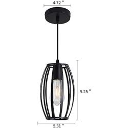 Mini Chandelier Pendant Lighting Fixture for Kitchen Island Hallway Dining Room Design, Black Basket Ceiling Lights Industrial Lightings Black