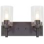VINLUZ 2 Light Sconces Wall Lighting Modern Wall Lamp with Clear Glass Shade Oil Rubbed Bronze Bathroom Vanity Light, Industrial Vintage Wall Mounted Light Fixtures Bedroom Kitchen Stairs