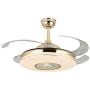 Lighting Groups 42'' Retractable Reversible Ceiling Fans with LED Light Remote Control 4 Invisible Clear ABS Blades Livingroom Dining Room Bedroom Fan Chandelier Indoor Ceiling Light Kits with Fans (42 Inch, Gold-02)