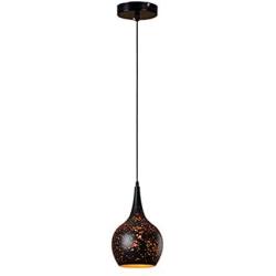 LITFAD Industrial Style Pendant Light 7.87'' Weathered Iron Shade Single Vase Shape Pendant Lamp Mounted Ceiling Lighting fixtures with Adjustable Chain for Kitchen Dining Room Restaurant Bar - B