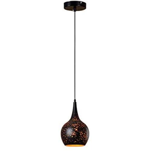 LITFAD Industrial Style Pendant Light 7.87'' Weathered Iron Shade Single Vase Shape Pendant Lamp Mounted Ceiling Lighting fixtures with Adjustable Chain for Kitchen Dining Room Restaurant Bar - B