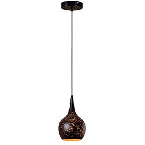 LITFAD Industrial Style Pendant Light 7.87'' Weathered Iron Shade Single Vase Shape Pendant Lamp Mounted Ceiling Lighting fixtures with Adjustable Chain for Kitchen Dining Room Restaurant Bar - B
