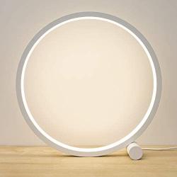 Modern Design 8W Led Table Reading Lamp Desk Light USB Cord, Aluminum Metal Circle Bedside Lamp Eye Caring Kids Study Light for Bedroom Nightstand Living Room White