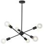 BONLICHT Sputnik Chandelier Lighting 6 Lights Black Chandelier Mid Century Pendant Light Vintage Industrial Kitchen Dining Room Ceiling Lighting Fixture for Bedroom Hallway Foyer Island Farmhouse