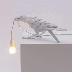 Black & White Lux Raven Light Crow Table Lamp Nordic Table Lamp Wall Lamp,Resin Crow Bird LED Lamp Modern Art Deco Bedside Light Wall Sconce Light Decor for Bedroom Living Room Home Office Lamp