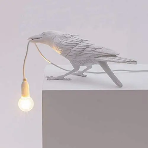 Black & White Lux Raven Light Crow Table Lamp Nordic Table Lamp Wall Lamp,Resin Crow Bird LED Lamp Modern Art Deco Bedside Light Wall Sconce Light Decor for Bedroom Living Room Home Office Lamp