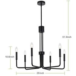 NILOAH 6-Light Chandelier Light Fixture - Black Metal Lighting Fixtures Ceiling Chandelier, Modern Home Industrial Style Pendant Light Fixture, for Dining Room Living Room