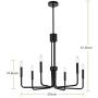 NILOAH 6-Light Chandelier Light Fixture - Black Metal Lighting Fixtures Ceiling Chandelier, Modern Home Industrial Style Pendant Light Fixture, for Dining Room Living Room