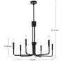 NILOAH 6-Light Chandelier Light Fixture - Black Metal Lighting Fixtures Ceiling Chandelier, Modern Home Industrial Style Pendant Light Fixture, for Dining Room Living Room