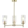 VINLUZ 3 Lights Modern Chandeliers Metal Light Fixtures Ceiling Brushed Brass Industrial Pendant Lighting for Dinging Room Living Room Kitchen Bedroom Hallway