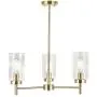 VINLUZ 3 Lights Modern Chandeliers Metal Light Fixtures Ceiling Brushed Brass Industrial Pendant Lighting for Dinging Room Living Room Kitchen Bedroom Hallway