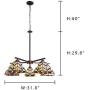 Capulina Tiffany Dining Room Light 5-Light Stained Glass Chandeliers Hanging Light Tiffany Dining Table Lights Vintage Style Chandelier Kitchen Lighting