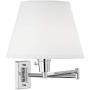 Clement Modern Swing Arm Wall Lamps Set of 2 Sleek Chrome Plug-in Light Fixture White Linen Empire Shade for Bedroom Bedside Living Room Reading - 360 Lighting