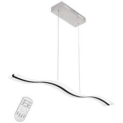 Create For Life Modern Wave LED Pendant Light Dimmable Fixture Modern LED Chandelier LED Hanging Light Fixture for Contemporary Living Room Dining Room Kitchen Island Table(Dimmable Remote Control)