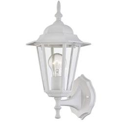 Gruenlich Outdoor Wall Lantern, Wall Sconce as Porch Lighting Fixture with One E26 Medium Base, Aluminum Housing Plus Glass, ETL Rated, Bulb Not Included (White Finish)