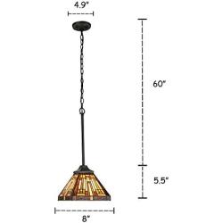 Capulina Tiffany Style Kitchen Lighting, 1-Light Stained Glass Lighting Fixtures, 8 inch Wide Lampshade Mini Pendant Light, Mission Style Kitchen Island Lighting, Tiffany Hanging Pendant Light