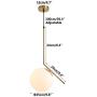 Modo Lighting Pendant Light Industrial Fixture, Golden with Frosted Glass Globe Shade Adjustable Island Kitchen Living Room Ceiling Lamp (9.8'')
