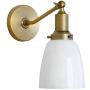 Permo Industrial Vintage Slope Pole Wall Mount Single Sconce with 5.5'' Oval Dome Milk White Glass Shade Wall Sconce Light Lamp Fixture (Antique)