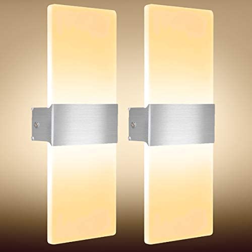 AUMIO Modern Elegant Wall Sconces Wall Lighting in 12W, Set of 2 LED Wall Lamp in Warm White, Acrylic 3000K Wall Mounteoom Porch Basement Stairway Decord Wall Lights for Bedroom Hallway Living Room AUMIO Modern Elegant Wall Sconces Wall Lighting in 12W, Set of 2 LED Wall Lamp in Warm White, Acrylic 3000K Wall Mounteoom Porch Basement Stairway Decord Wall Lights for Bedroom Hallway Living Room