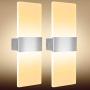 AUMIO Modern Elegant Wall Sconces Wall Lighting in 12W, Set of 2 LED Wall Lamp in Warm White, Acrylic 3000K Wall Mounteoom Porch Basement Stairway Decord Wall Lights for Bedroom Hallway Living Room AUMIO Modern Elegant Wall Sconces Wall Lighting in 12W, Set of 2 LED Wall Lamp in Warm White, Acrylic 3000K Wall Mounteoom Porch Basement Stairway Decord Wall Lights for Bedroom Hallway Living Room